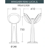 Уличный фонарь столб Fumagalli Mini Gabri Remi/Lucia 2L, 1R3.612.X20.AYE27CL1, черный/прозр., опал