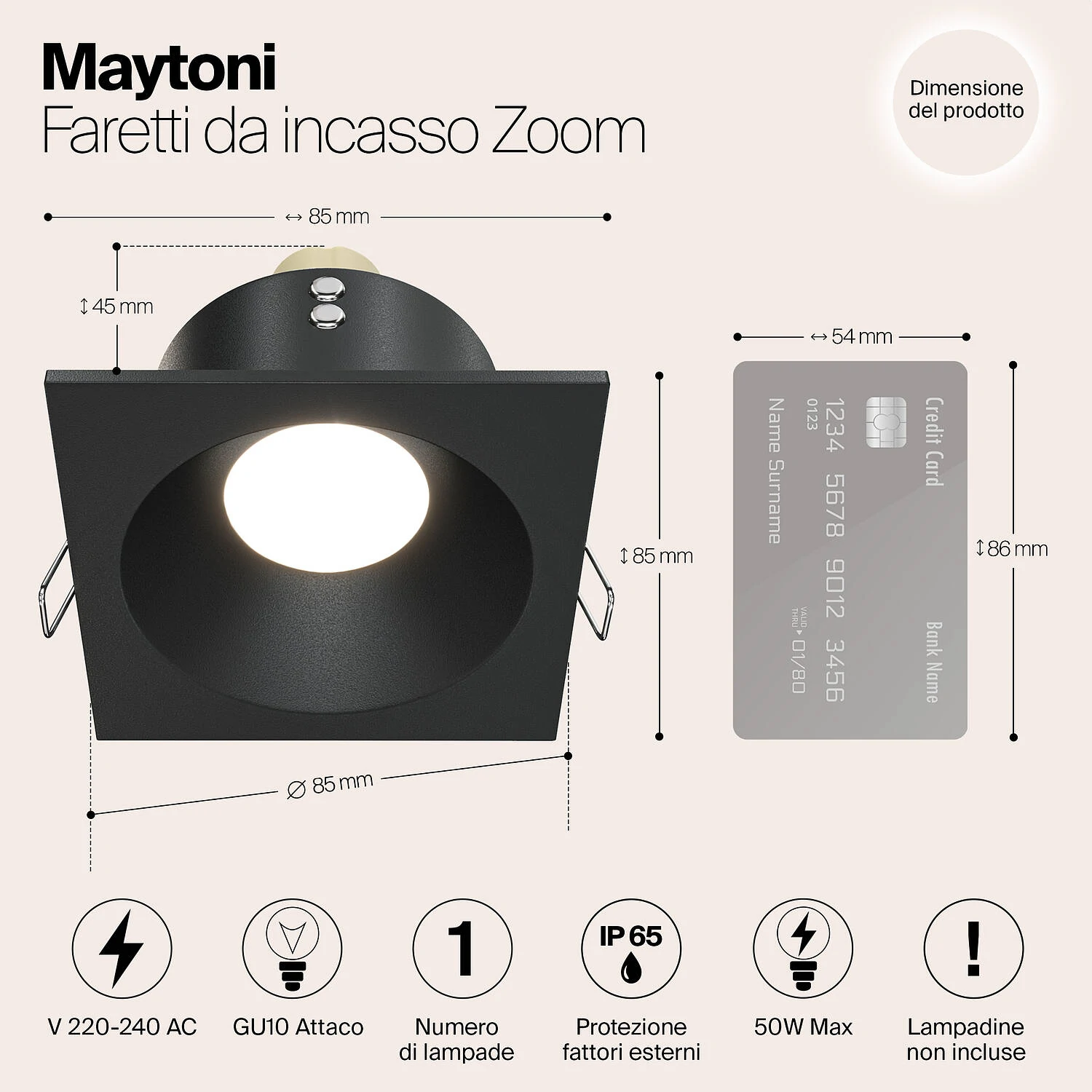 Встраиваемый светильник Downlight Zoom, 1xGU10 Черный (Maytoni Technical, DL033-2-01B) - Amppa.ru