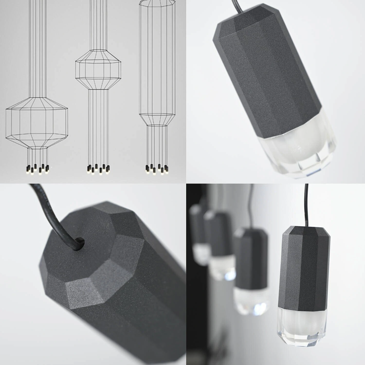 Подвесной светильник Via Wireflow polyhedral 4 Lineal Pendant Light (ImperiumLoft, 144326-22) - Amppa.ru