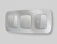 Лицевая панель OMEGA (Серебро глянец) для 1-кл выключателей с подсветкой QUANT (Ambrella Volt, OP4020)